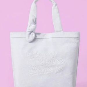 NEW STONEY CLOVER LANE x TARGET White Terry Cloth Embossed Beach Tote Bag